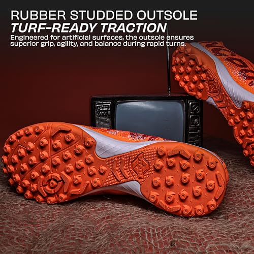 Image of Nivia Encounter Retro Turf Football Shoes for Men, Duofoam Cushioning, TPU 3D Embossed Upper, Rubber Studs for Turf, Lightweight Football Shoes for Artificial Ground