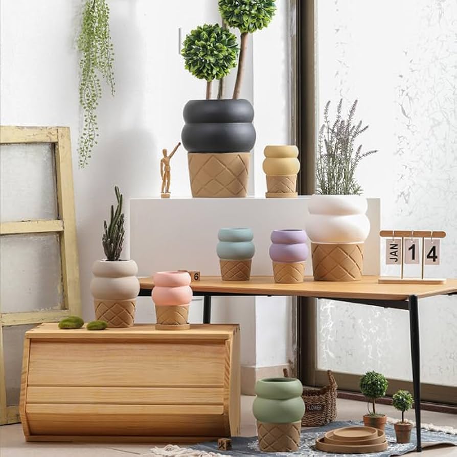 Amazon.co.jp: 【vase383】ソフトクリームカラー 植木鉢 ポット