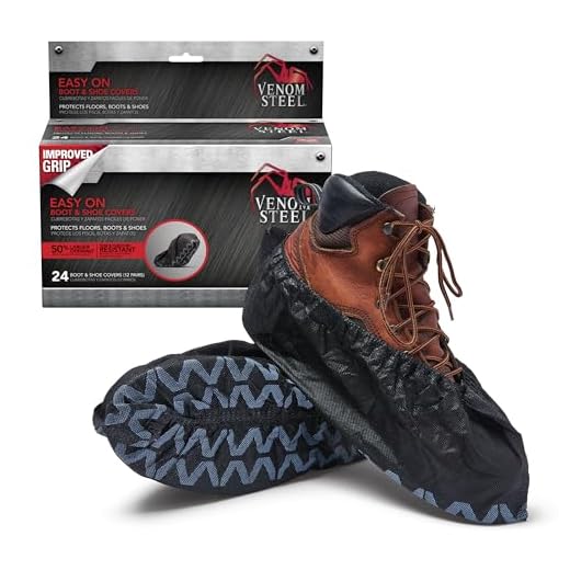 Venom Steel Boot and Shoe Covers, Tough, Easy On, Fits Over Boots, Improved Grip, Value Pack, 12 Pairs Per Box