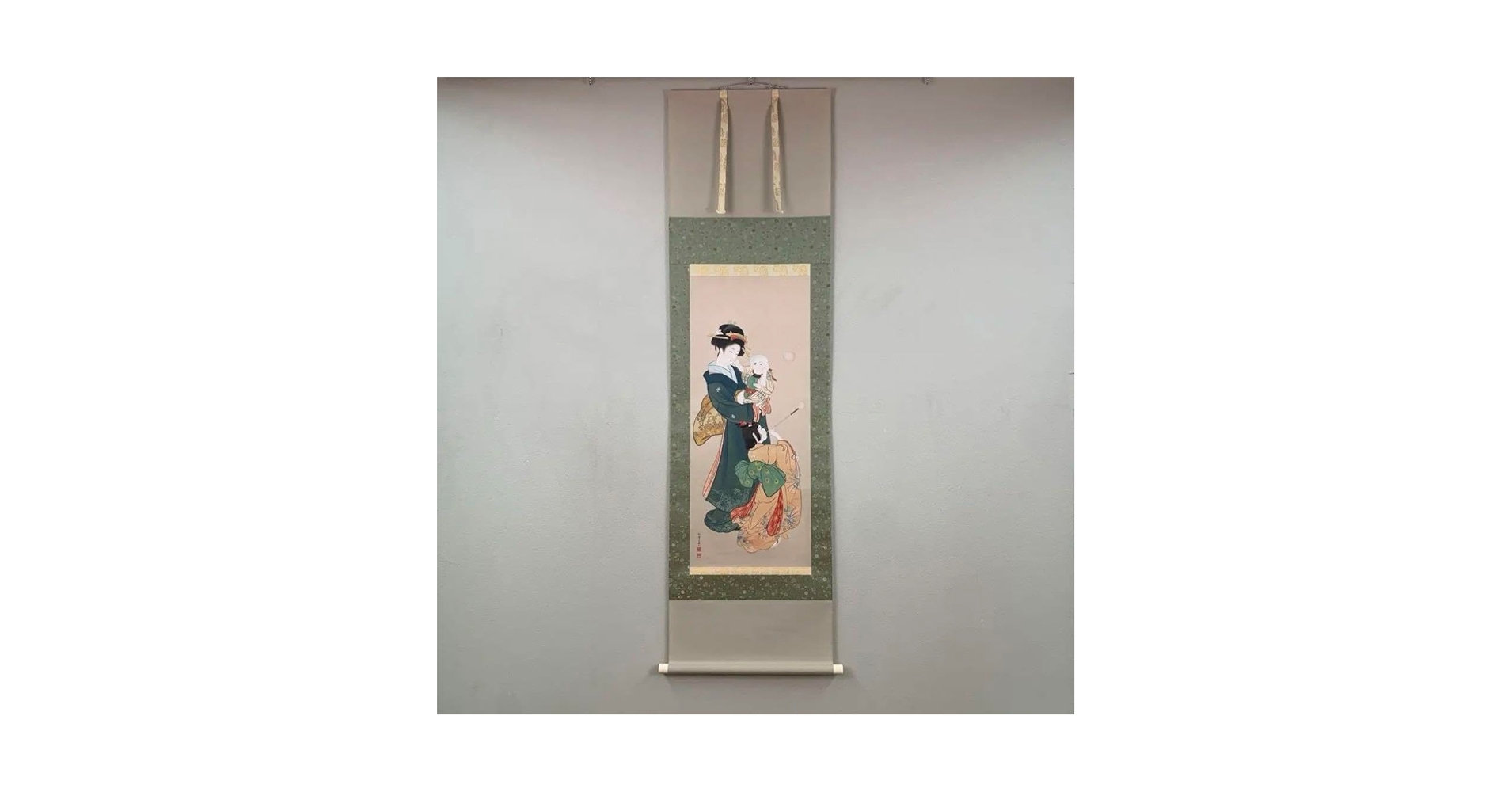美品 掛け軸 上村松園筆「志ゃぼん玉」浮世絵 美人画 シャボン玉 名画 美品 掛け軸 上村松園筆「志ゃぼん玉」浮世絵 美人画 シャボン玉