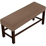 ベンチカバー ベンチシートカバー フィット 傷防止 汚れ防止 防塵 無地 北欧風 伸縮素材 フィット感 ストレッチ ダイニングベンチカバー スリップカバー 長椅子カバー 長座面チェアカバー イスカバー 椅子カバー 座面カバー (ベージュ, S90-120cm)