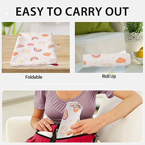 Vegan Leather Baby Changing Mat - Wipeable Portable Changing Pad, Foldable Travel Changing Mat For Baby, Newborns Toddlers Shower Gifts (Rainbow,20"*28") #TOP6