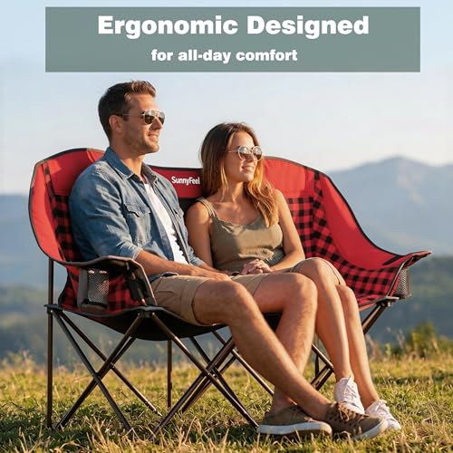 Image of SUNNYFEEL Double Camping Chair Oversized Loveseat for Adults
