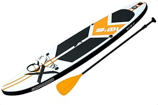 XQ Max Stand Up Paddle Board Inflatable SUP - Complete SUP Board Kit for Beginners/Experts with Adjustable Paddle, Pump, Repair Kit, Waterproof Dry Bag included, 320cm, supports 120kg/18st, Orange