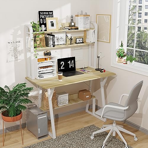 Chleby Schreibtisch PC Tisch Computertisch mit Bücherregal für Zuhause,...