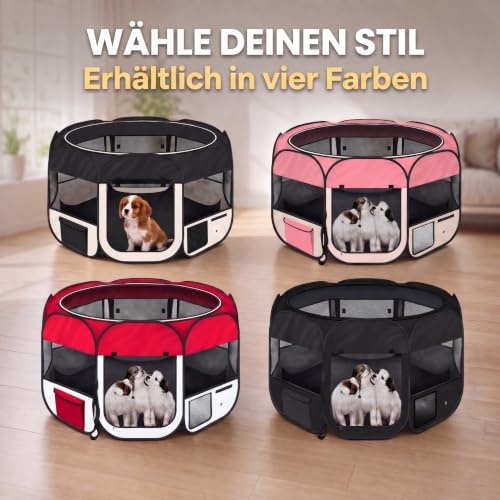 ALL PETS UNITED® Welpenauslauf 120cm Pink, Pop-Up Tierlaufstall Hunde