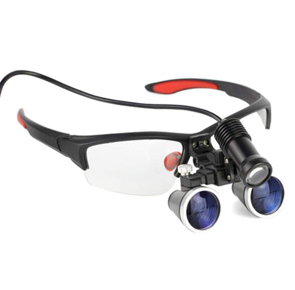 Médical Dentaire Chirurgical Loupes, 3.5X 420mm Cadre De Lunettes Binoculaire Loupe Médicale, LED + Boîte en Aluminium pour Travail Précision Lecture,réparations,Couture