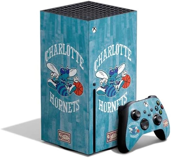 Skinit Decal Gaming Skin Compatible with Xbox Series X Bundle - Officially Licensed NBA Charlotte Hornets Hardwood Classics Design