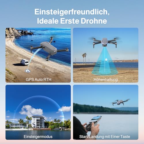 Ameta Drohne mit Kamera 4K und GPS, S50 Lite FPV Drohne für Kinder und Erwachsene mit Auto Return/ 50 Minuten Flugzeit/Follow Me/Intelligent Mode/Gestensteuerung/ 500M Reichweite, Unter 249g