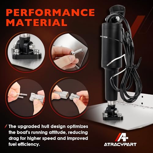 Image of 15101-104 9 inch x 12 inch Standard Boat Trim Tab Kit, 12V Electric Trim Tabs with Double Rocker Switch for 16-25 ft Boats