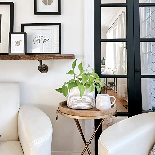 سلة من الحبال مقاس S من اندريسمي، سلة تخزين دائرية منسوجة بتصميم لطيف، سلة ألعاب للكلاب، سلة قطنية لغرفة الأطفال، سلة ديكور للمفاتيح والهدايا، مقاس 24 سم × 24 سم × 18 سم