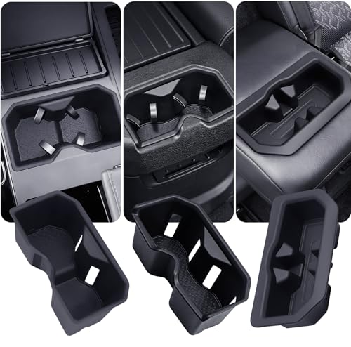Image of 3PCS Cup Holder Inserts for Toyota Tundra 2026 2025 2024 2023 2022 (Only Fits for SR /SR5 /Limited /TRD Pro), Interior Accessories Front & Rear TPE Cup Holders Covers Protector, Black