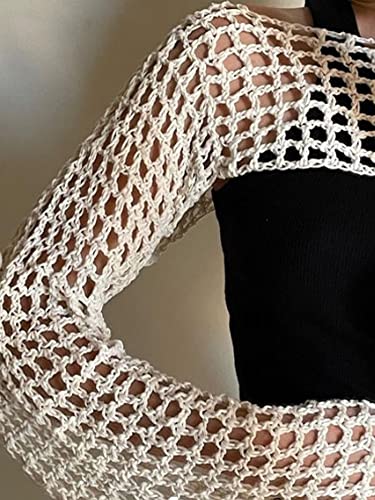 KEOMUD Crochet Crop Tops for Women Y2K Going Out Top Hollow Out Knit Bikini Beach See Through Cover Ups 2025 Fashion2