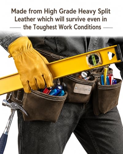 Miniatura 3 de Boltwork - Bolsa De Herramientas De Cuero Para Uñas, Organizador De Bolsas Pesadas, Herramientas De Mano Con Cinturón De Nailon Ajustable, Hebilla De Metal Para Adaptarse A Tamaños De Cintura Pequeños
