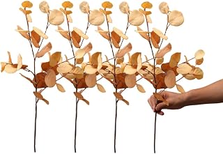 4 Pcs Fall Flowers Artificial for Decoration 34'' Faux Eucalyptus Stems Leaves Long Stem Eucalyptus Branches Fake Eucalyptus Silk Fall Leaves for Home Wedding Festival Party Decor,Champagne