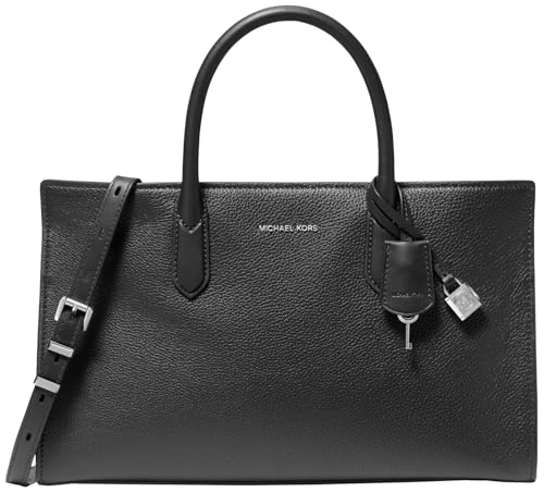 Michael Kors Scarlett Medium Satchel, Silver-Tone Hardware/Black -  30F4SETS2L-001