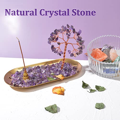Hiboro Crystal Incense Holder, Crystal Money Tree Incense Sticks Holder For Wealth And Luck. Incense Burner Holder Yoga Meditation Home Decor Gift With 7 Raw Chakra Stones (Rectangle Shape) #TOP1