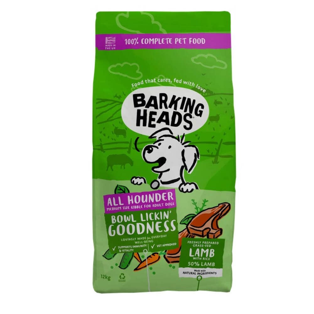 Barking Heads Complete Dry Dog Food 12kg - Adult All Hounder Bowl Lickin' Goodness Lamb - Natural Everyday Immunity & Vitality - Vet Approved