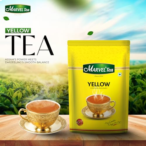 Image of Marvel Tea Yellow Tea 1 KG with Extra Long Leaves, Handpicked Strong Chai From Assam & Darjeeling, Refreshing Aroma & Rich Taste - Black Tea (Pack of 3)