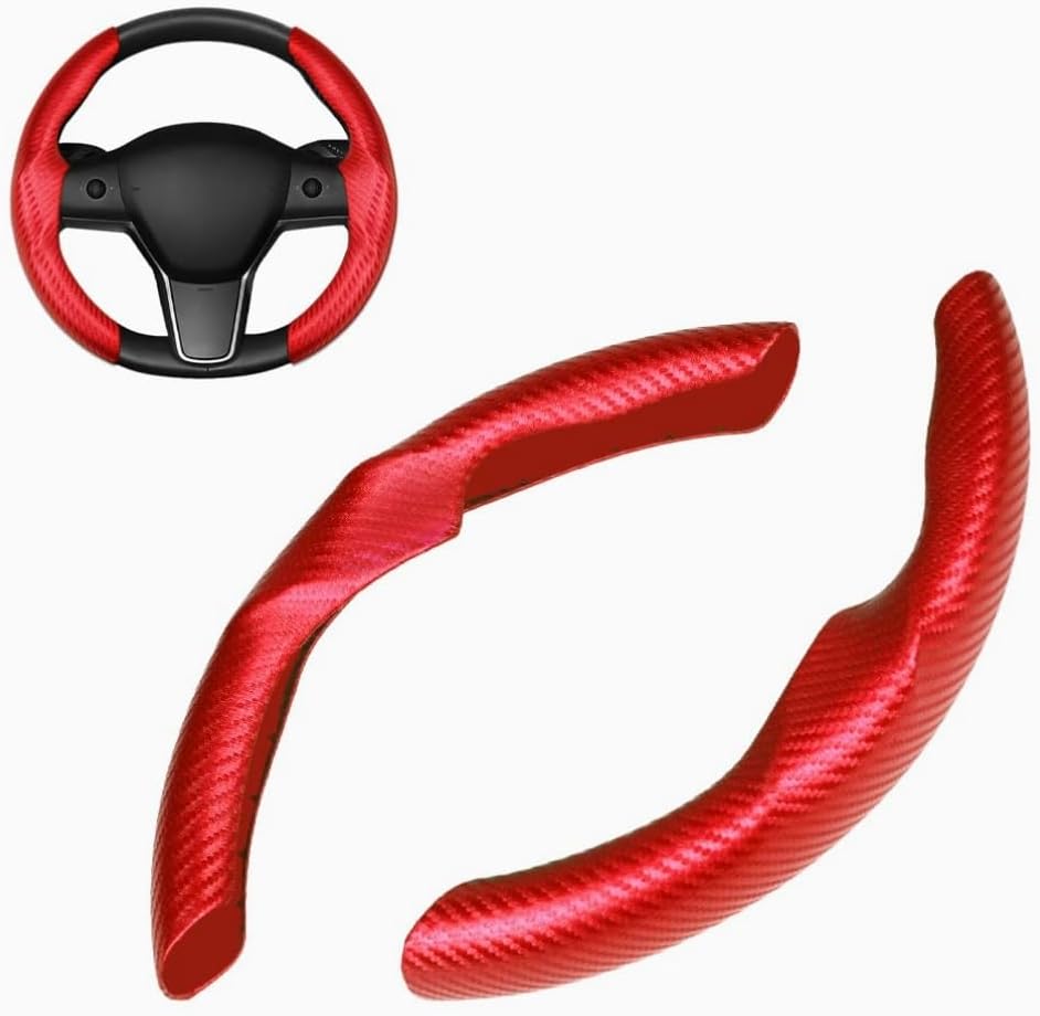 Custom Fit Steering Wheel Cover for Tesla Model 3/Y, Red