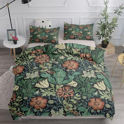 Parure de lit florale en microfibre douce avec deux taies d'oreiller