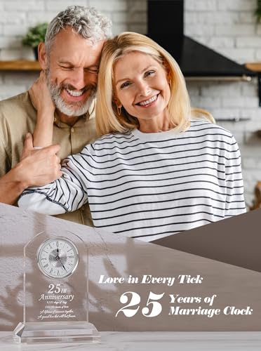DEEWISH 25th Wedding Anniversary Clock, Best Gifts Ideas for Couple Parents Wife Husband 25 Years of Marriage for Him Her - Image 4