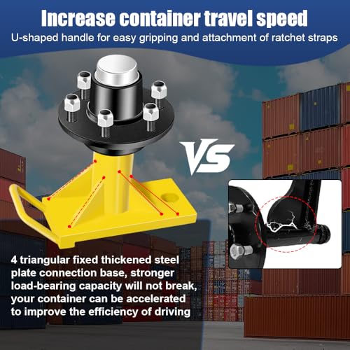 AvmrLc 3rd Generation 2Pack Shipping Container Wheel 6-Lug Kit, Heavy Duty Shipping Container Axle, Shipping Container Accessory with Ratchet Strap for Moving 20\' to 40\' Containers