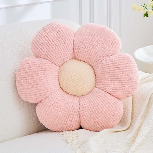 VBGYA Flower Pillow Light Pink Flower Decorative Throw Pillows for Bed Couch Aesthetic Home Decor Cute 14.9 Daisy Floral Shaped Plush Pillow Floor Seat Cushion