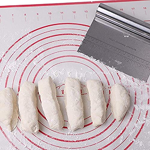 Image of RKPM HOMES Cake Scrapper Cutter Chopper Stainless Steel with Measuring Scale, Pizza Pastry Bread Dough Multipurpose Scraper Icing Fondant Decorating Smoothing Baking Tools