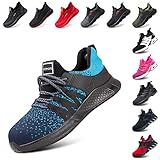 Hitmars Arbeitsschuhe Herren Damen Sicherheitsschuhe Stahlkappenschuhe Arbeitsschutzschuhe Leicht S3 S1 S1P S2 Sommer mit Stahlkappe Unisex Sportlich F Blau 42