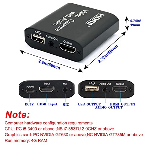 Image of SANCY HDMI Video Capture Card with Audio, USB 2.0 1080P 60FPS Game Capture Device, HDMI to USB Video Recorder for Live Streaming, Compatible with PS4, Xbox One, DSLR Camera, Camcorder, Laptop & PC
