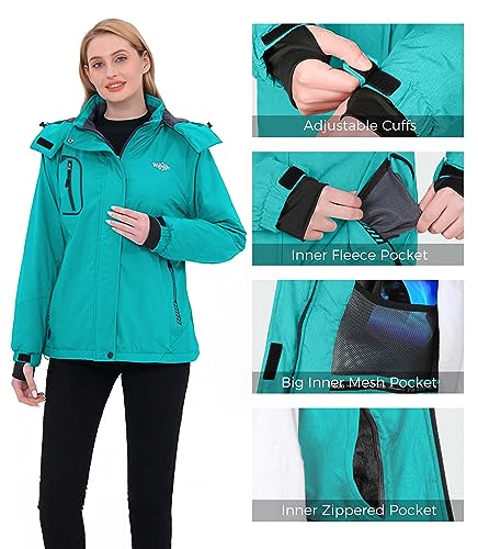Image of Wantdo Women's Mountain Waterproof Ski Jacket Windproof Rain Jacket Winter Warm Hooded Coat