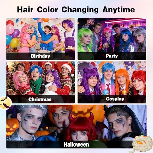 Image of Black Temporary Hair Color Spray for Women Men, Instant Colored Hair Dye Alternative for Teens, Disposable Washable, Quick Styling for Party Cosplay Christmas Halloween, 150ml