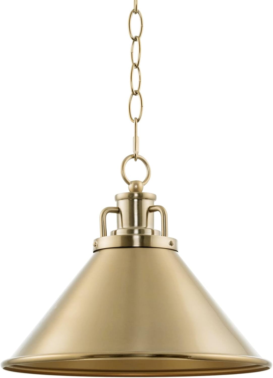 Kira Home Romine 12" Modern Pendant Light + Conic Metal Shade, Adjustable Height, Cool Brass Finish