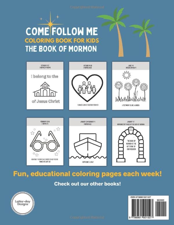 Come Follow Me Coloring Book for Kids Ages 1-5: Weekly LDS Book of Mormon Lesson Coloring Pages for Toddlers, Preschoolers, Nursery, Primary Children (Entire Year) - Image 2