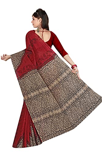 Image of TAMAIRA FASHION Mulmul Pure Cotton Saree For Woman Floral Block Printed |Office Wear Daily Wear Sarees For Women Without Blouse Piece