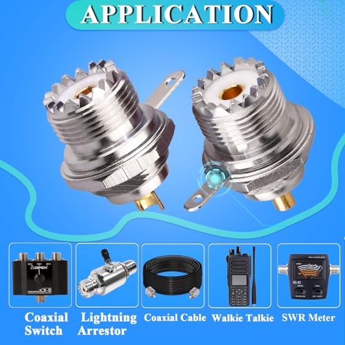 TUOLNK Conector coaxial UHF SO239 hembra x2 para antena miniatura 4