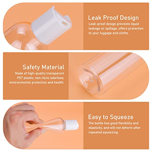 Image of Travel Bottle for Toiletries, 6PCS 100ml Plastic Bottles Empty Refillable Transparent Travel Bottles with Funnels and Labels for School Travel or Cosmetic, Multicolor