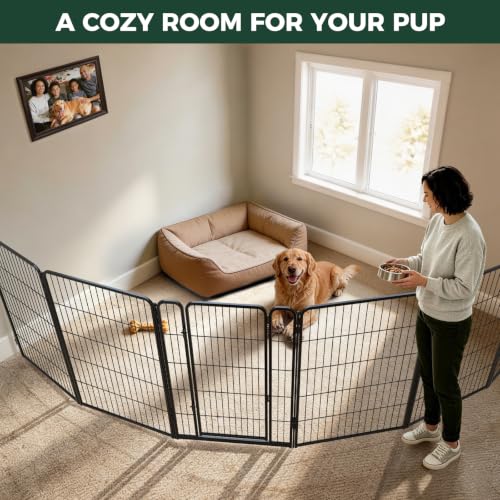 Image of FXW Homeplus Indoor Dog Playpen with Fence-to-Wall Anchors, 40 inch H, 6 Panels