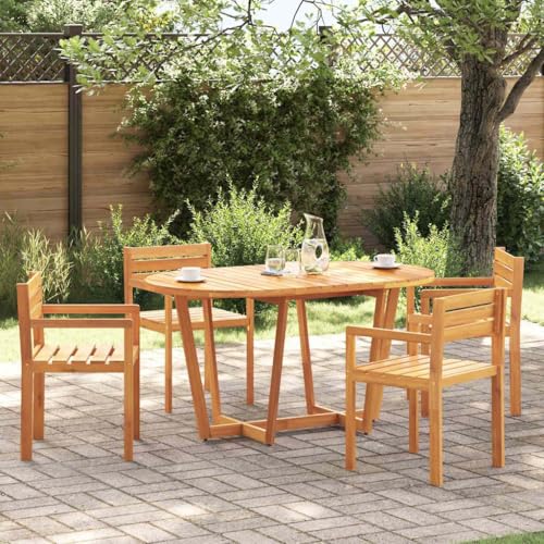 Table de jardin ovale en acacia résistant aux intempéries dehors
