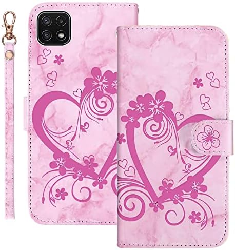 Ailisi Flip Case for Samsung Galaxy A13(4G) SM-A135F (6.6 inch), Classic Love Heart Floral Pattern Marble PU Leather Wallet Phone Cover with Card Slots, Kickstand, Flower Magnetic Closure-Black