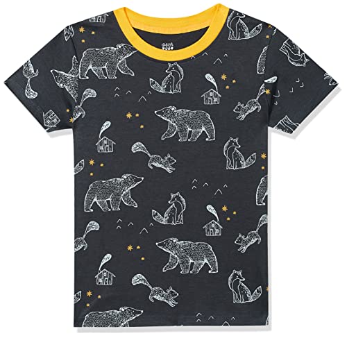 Image of miniklub Boys Charcoal Grey And White Printed Cotton Pure Cotton T-Shirt