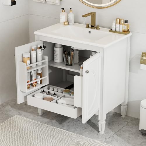 30" Bathroom Vanity with Sink, Vintage Design Bathroom Storage Vanity