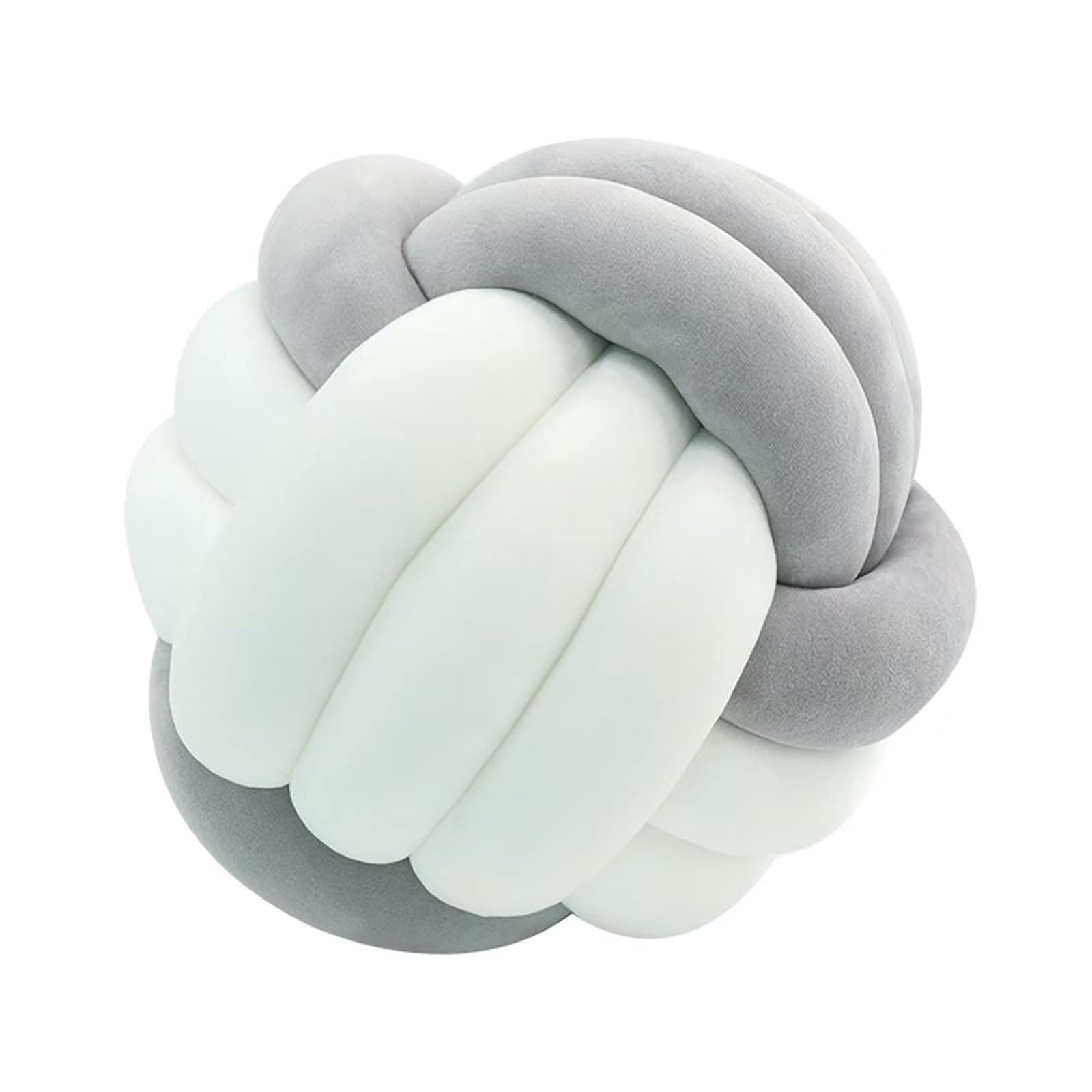 Hand-woven Velvet Soft Knot Ball Pillow - Round Throw Pillows for Bed Sofa, Cuddle Cushion, Plush Pillow, Cushions - Knot Cushion Décor,Grey,35cm