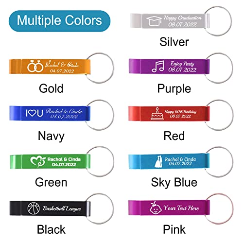 50Pcs Personalized Bottle Opener Keychain Bulk Custom Bottle Opener Party Wedding Favor With Logo Text Engraved Customized Metal Bottle Opener Gifts #TOP1