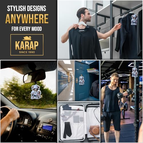 Image of Car Air Freshener. Hanging Card Style for Rearview Mirror, Adorable Design With Long-Lasting Scent (Black Ice.) Decorative & Scented Auto Accessory.