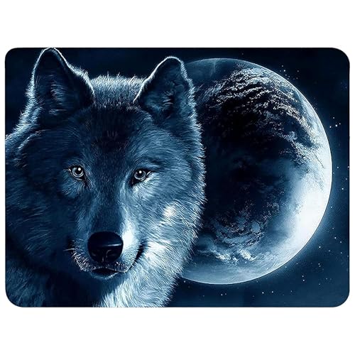 Silent Monsters Tapis de Souris S 24 x 20 cm, Petit Mouse Pad, Motif Loup, Tapis de Souris en Tissu, antidérapant, Silencieux, Le Jeu vidéo, Bureau, Home Office, Lavable, Enroulable, découpé au Laser
