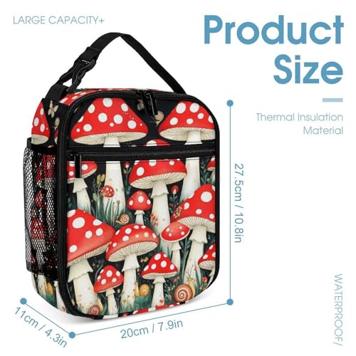 Backpack with Lunch Box & Cosmetic Bag Set Wild Mushrooms Bookbag Daypack Set Backpack with Lunch Bag Storage Bags4