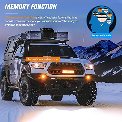 Image of Nilight 12Inch 300W LED Light Bar 2PCS 4Inch 60W Light Pods Amber White Strobe 6 Modes Memory Function Reset Function Off Road Truck with 16AWG Wiring Harness Kit-3 Leads, 2 Years Warranty