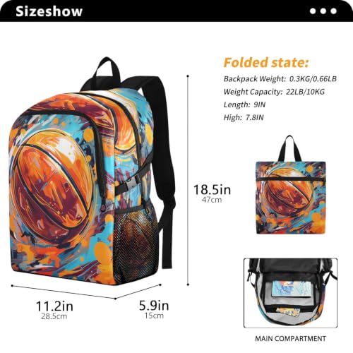 Sac à dos de randonnée pliable basket-ball aquarelle compact léger
